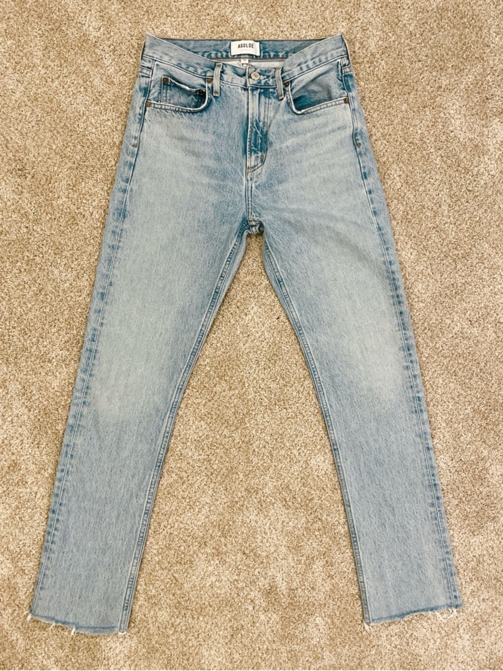AGOLDE Women’s 26 High Rise Straight Leg Jeans Light Wash 100% Cotton Cherie